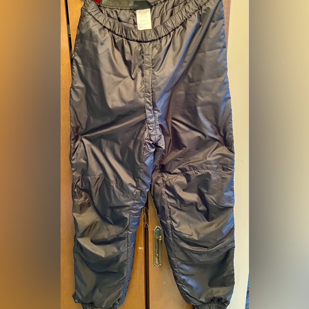 Patagonia puff pants. Great for cold days or under water proof pants.